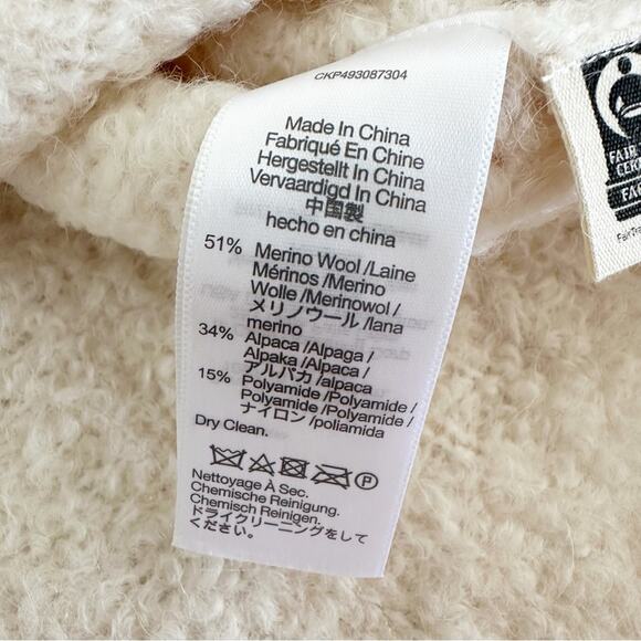 Madewell Sweater Womens Wool-Alpaca Blend Bouclé-Knit Oversized Alabaster S NEW - Picture 8 of 8